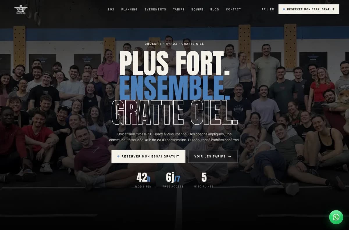Site CrossFit Gratte-Ciel après la refonte MAMA SHOT : nouveau site Next.js bilingue