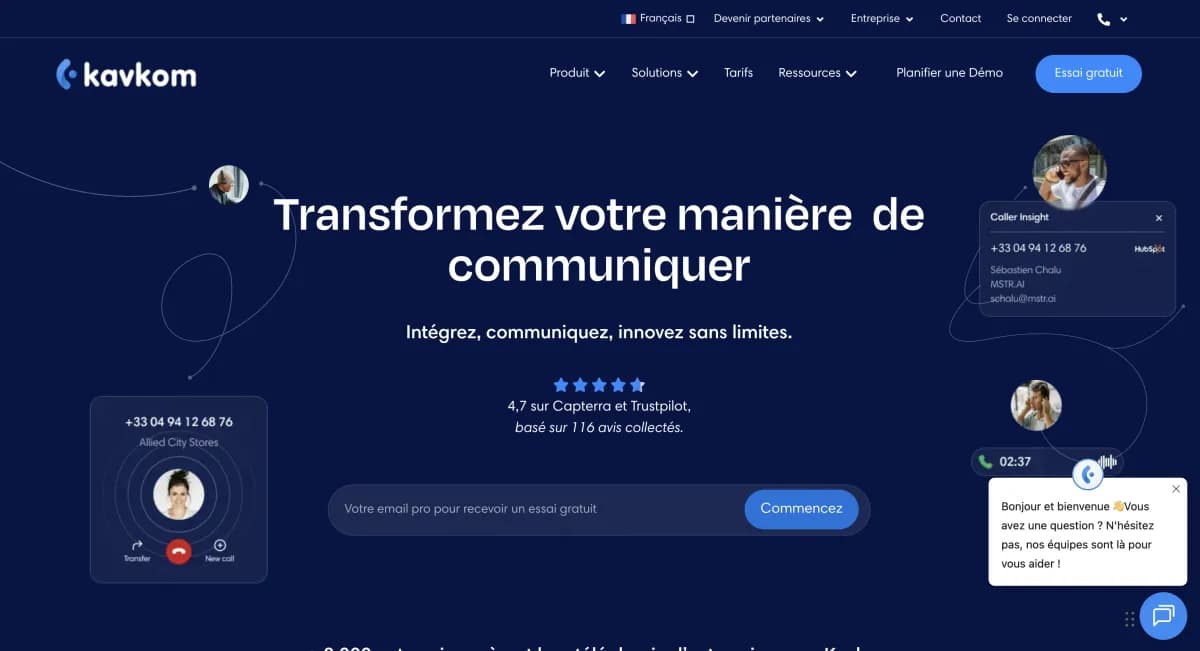 Kavkom, solution de téléphonie cloud B2B, client MAMA BOOSTER ayant généré +244K€ de pipeline SEO