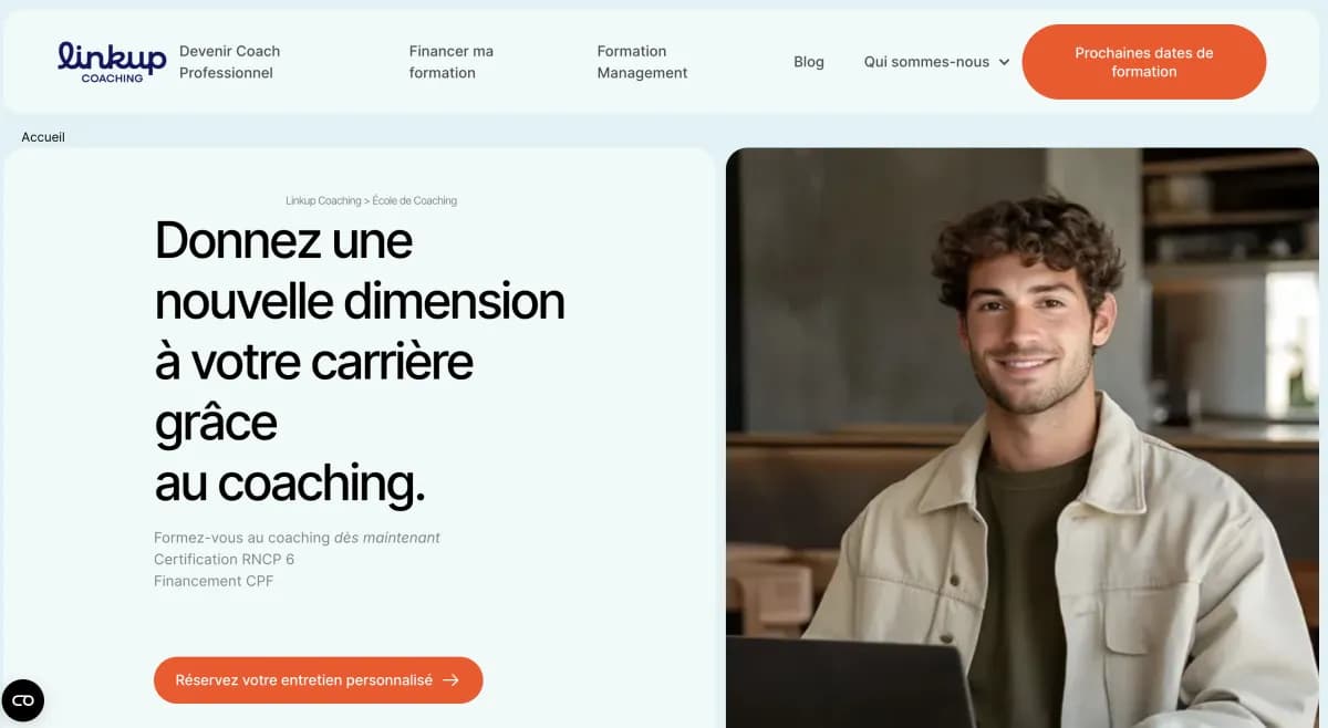 Site Linkup Coaching avant la refonte SEO — ancien design